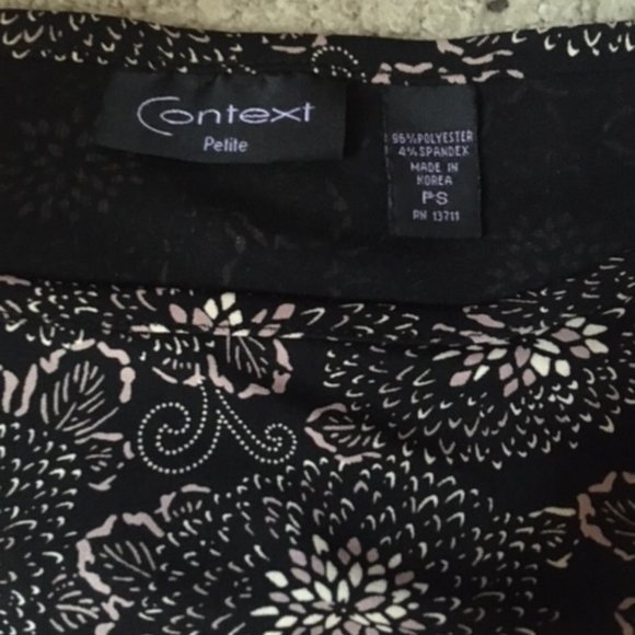 Context Petite Small Black Brown Floral Blouse/T-shirt - Picture 3 of 3